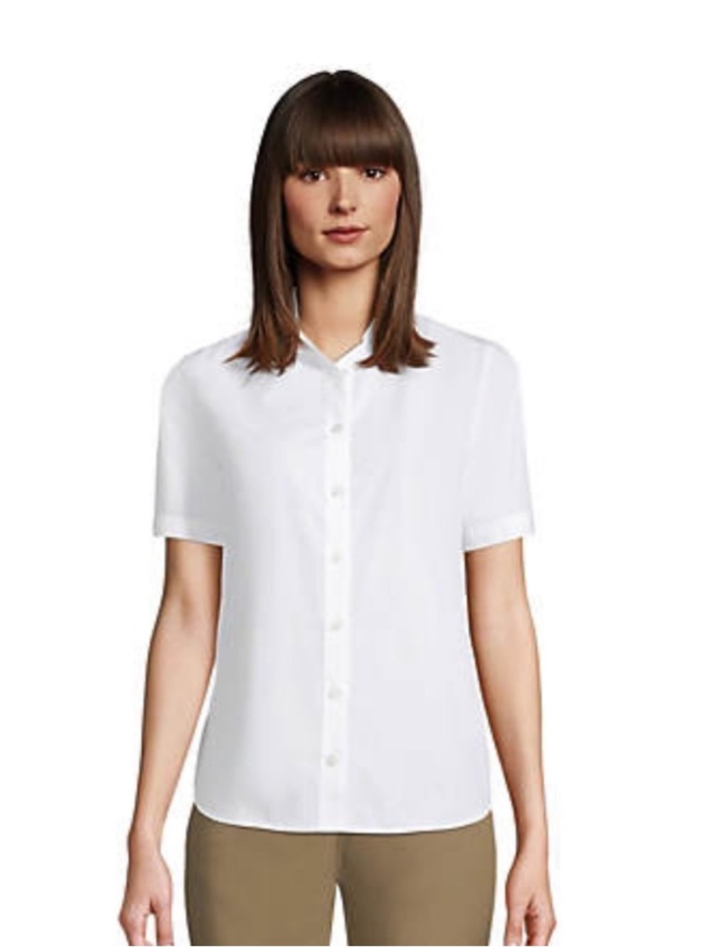 LANDS’ END S/S White Cotton Shirt 4P 4 Petite $30